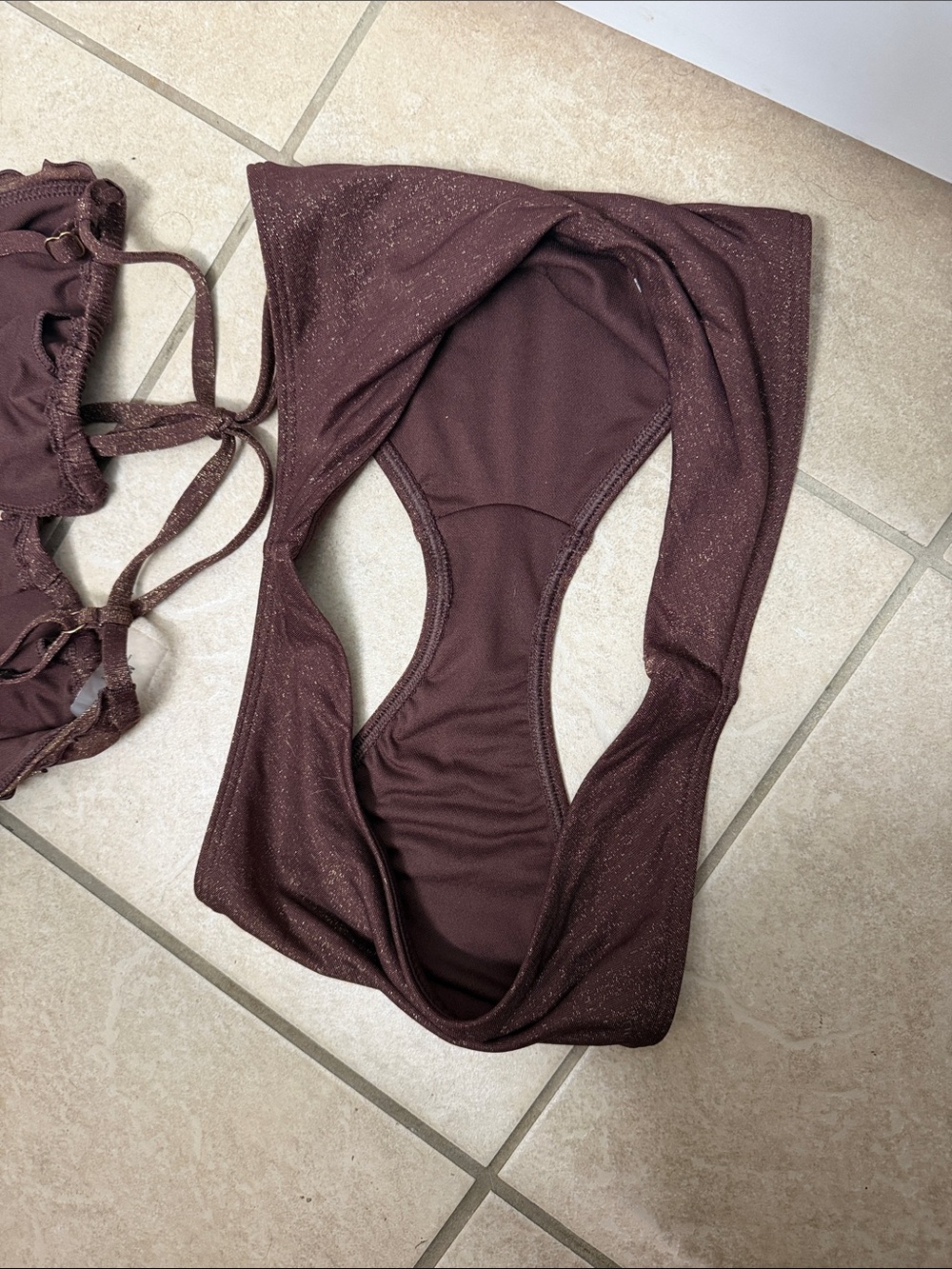 Abercrombie Brown Shimmer Triangle Bikini Set - Picture 5 of 5